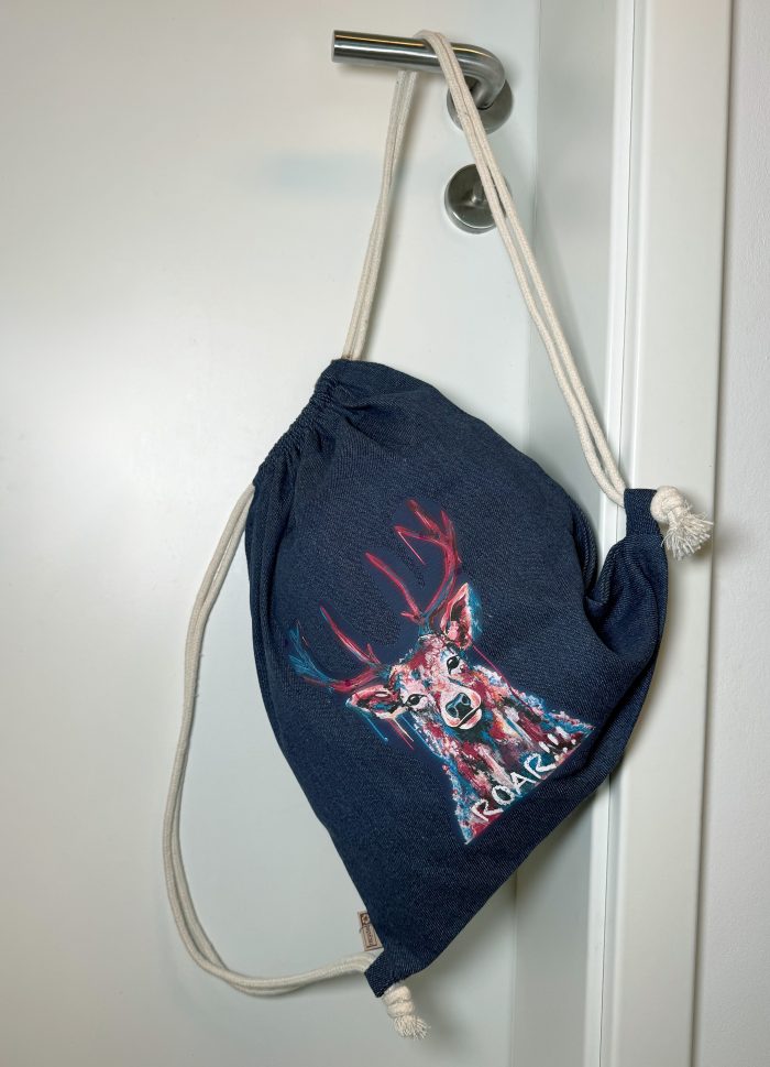 Denim Turnbeutel aus recycelter Baumwolle- Hirsch2