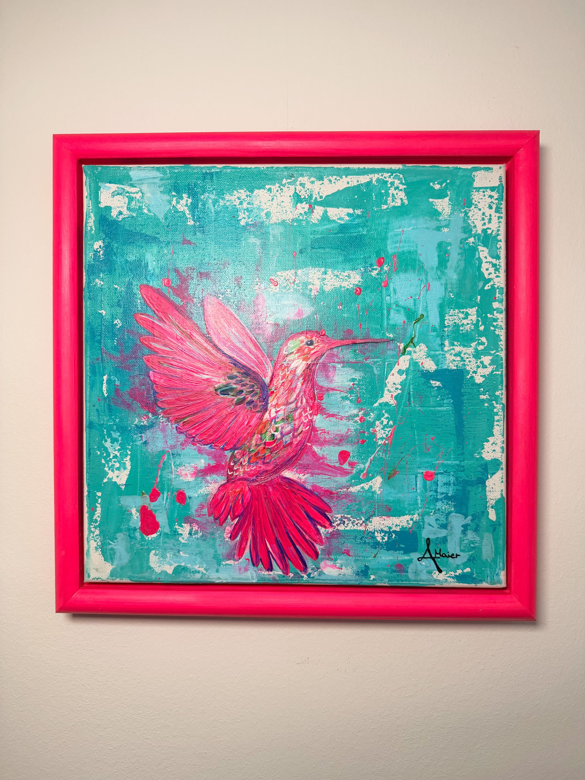 Colibri in türkisener Landschaft