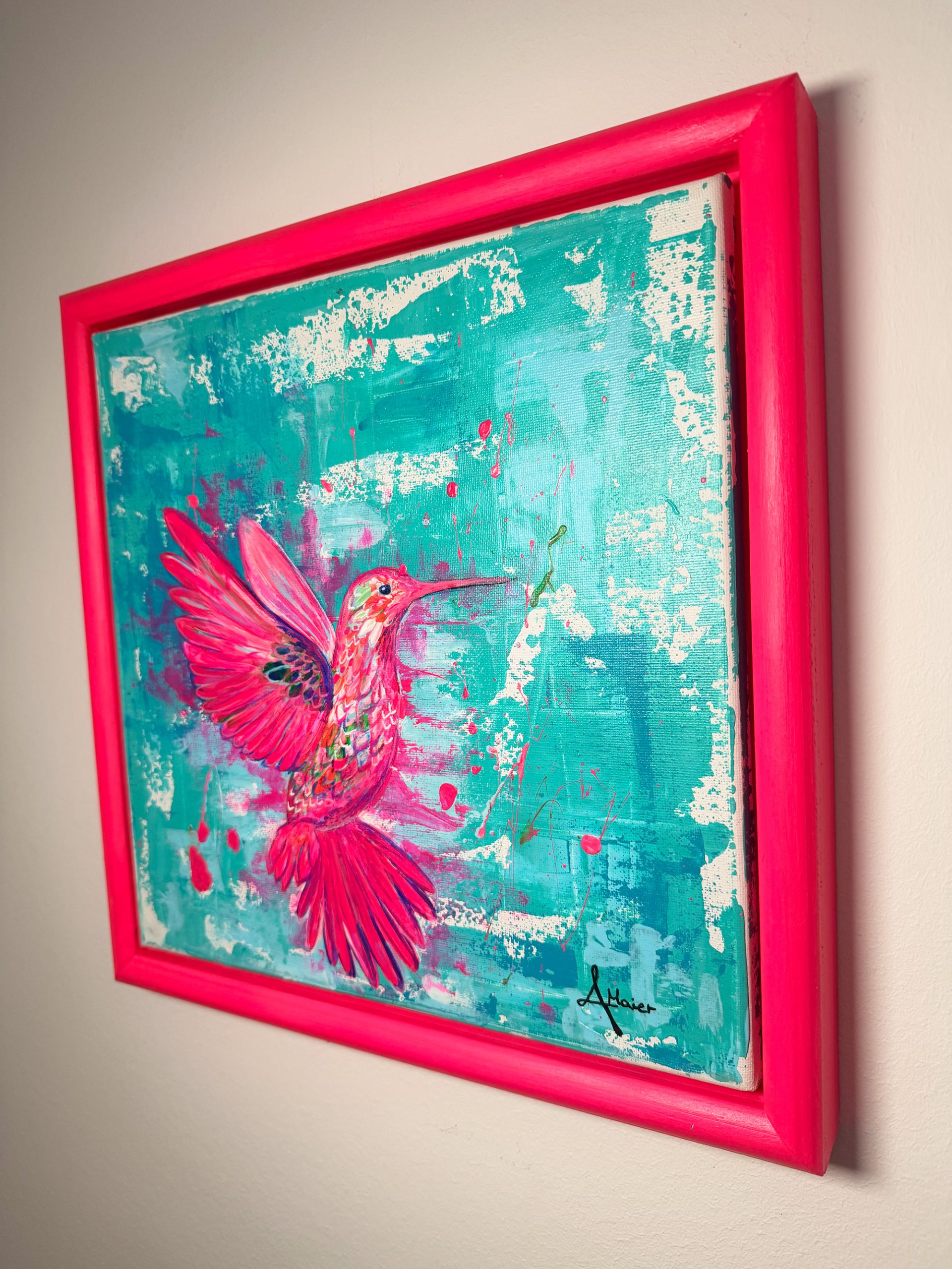 Colibri in türkisener Landschaft – Bild 3