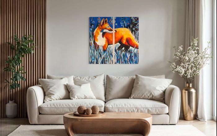 Set: Zwei Acrylkunstwerke von 50x100cm - Fuchs – Bild 2