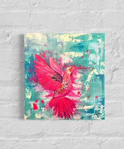 Colibri in türkiser Landschaft