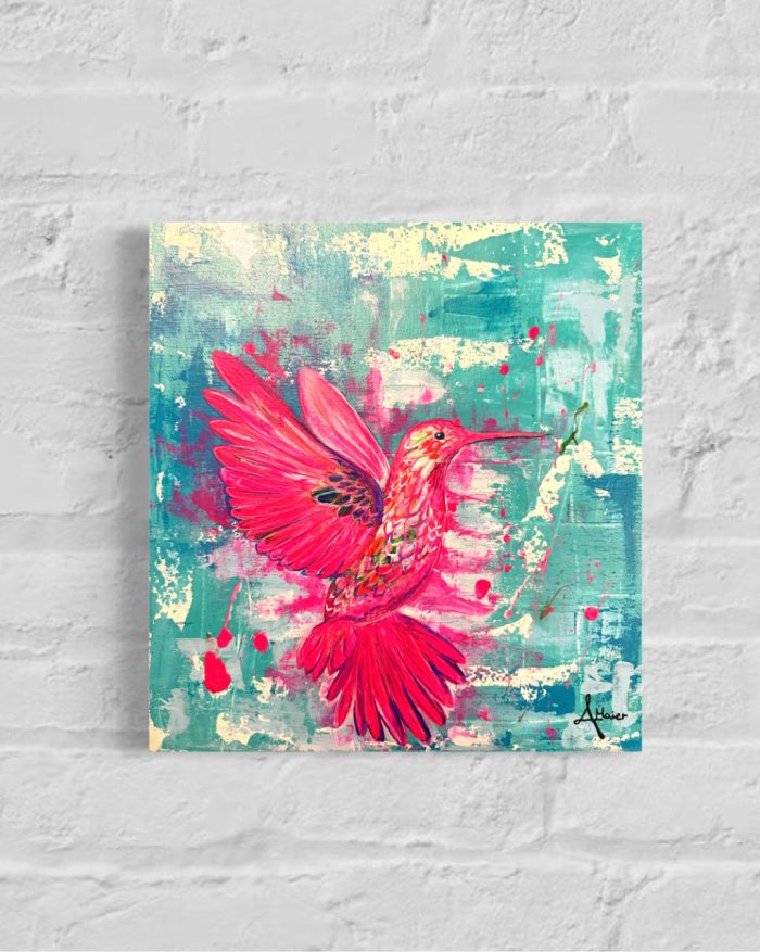 Colibri in türkiser Landschaft