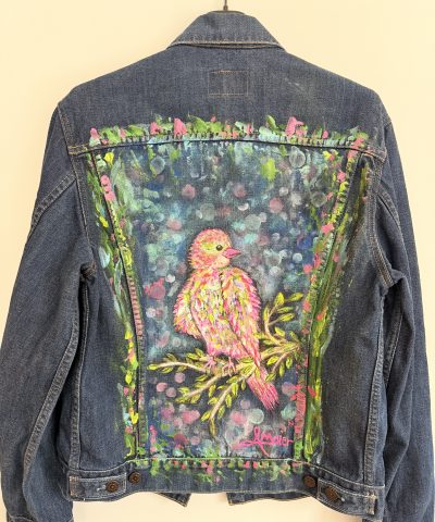Dark Denim Jeansjacke mit Vögelchen