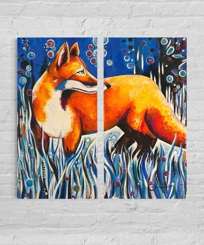 Set: Zwei Acrylkunstwerke von 50x100cm - Fuchs