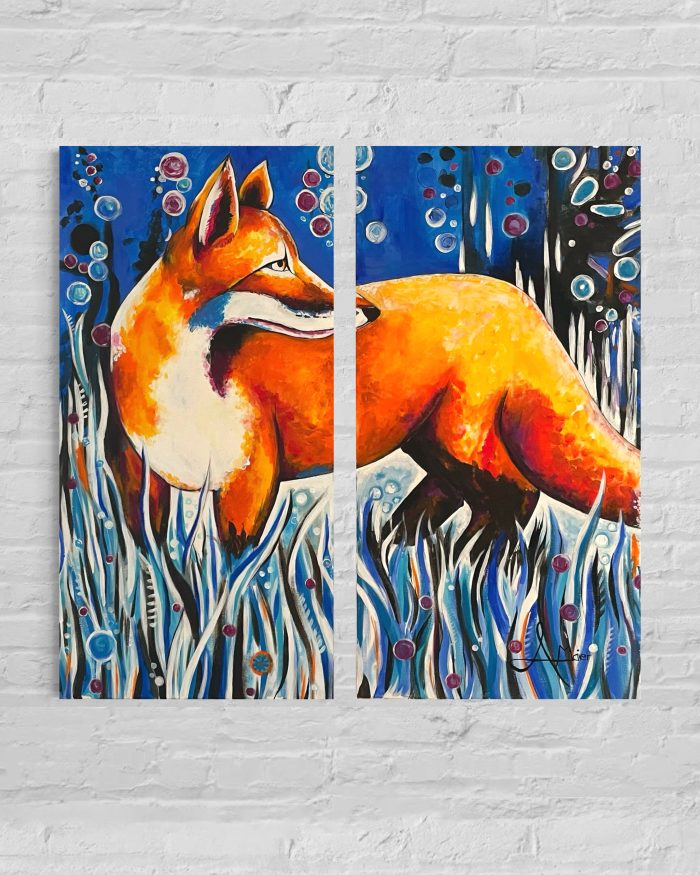 Set: Zwei Acrylkunstwerke von 50x100cm - Fuchs