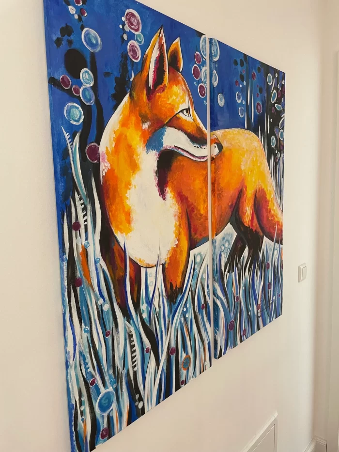 Set: Zwei Acrylkunstwerke von 50x100cm - Fuchs – Bild 4