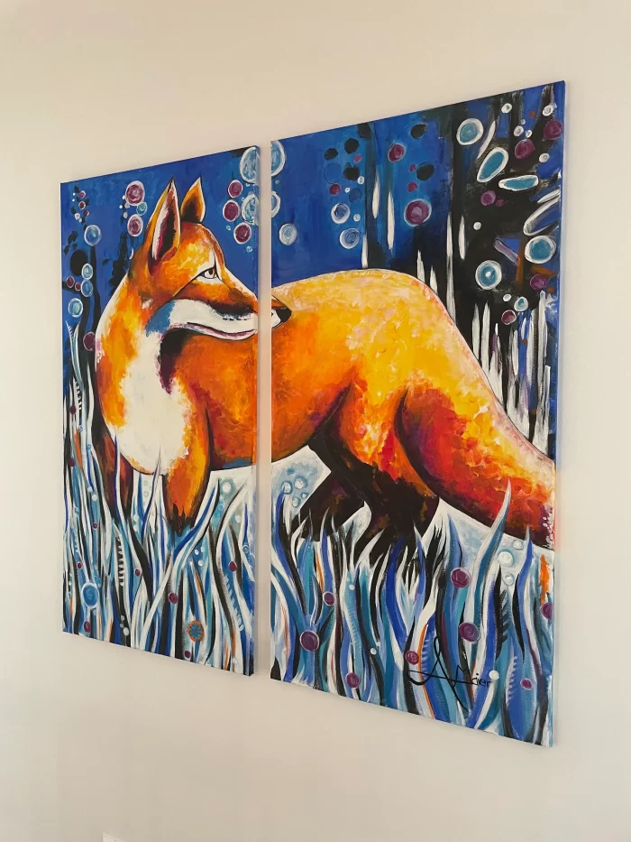 Set: Zwei Acrylkunstwerke von 50x100cm - Fuchs – Bild 3