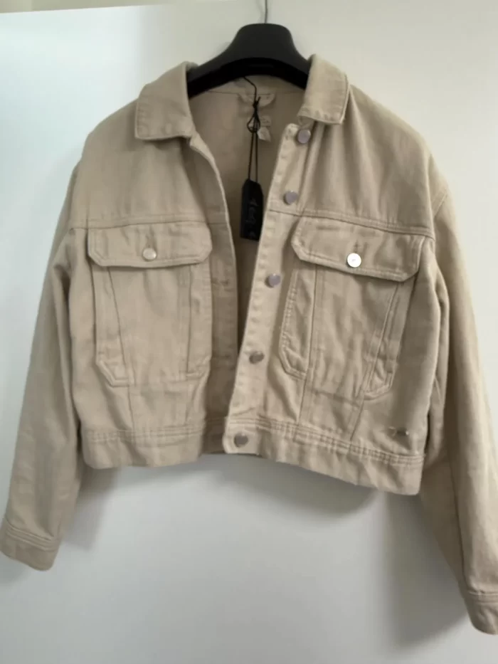 Baige Jeansjacke mit bunten Affen – Bild 4