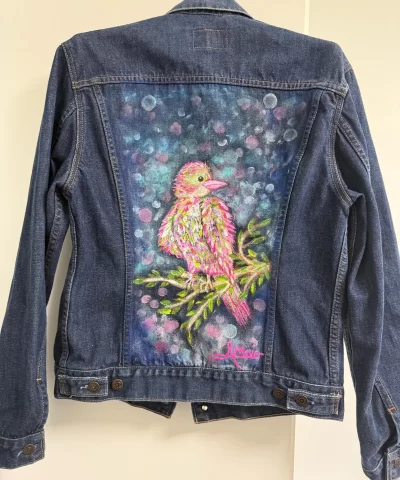 Dark Denim Jeansjacke mit Vögelchen