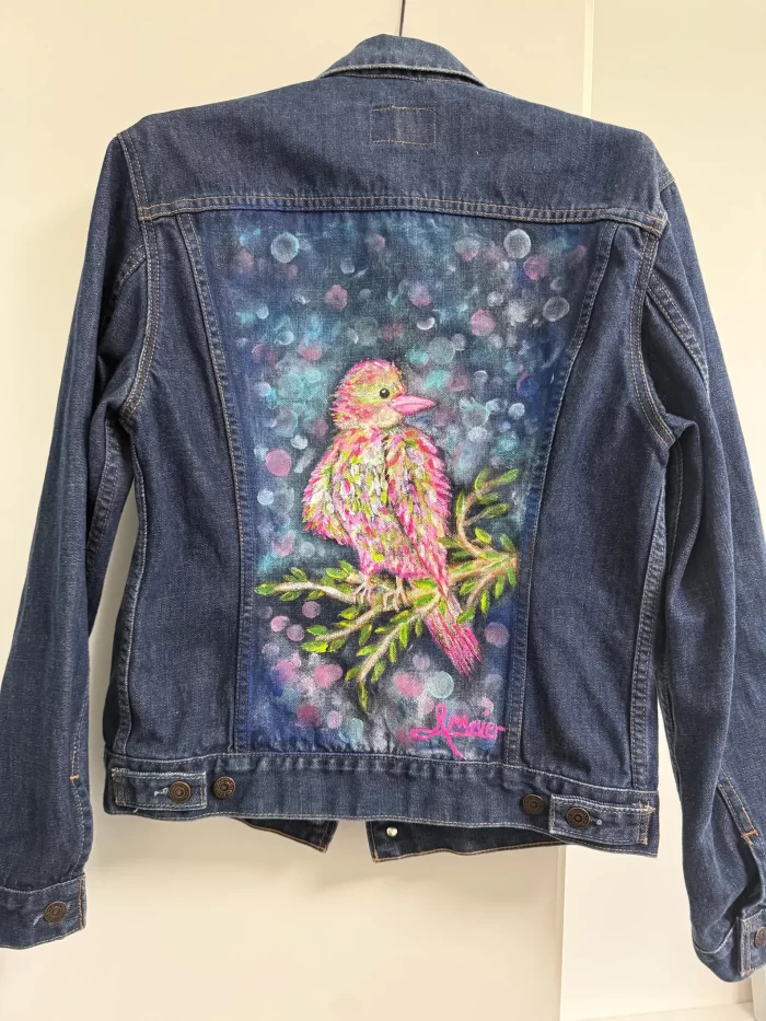 Dark Denim Jeansjacke mit Vögelchen