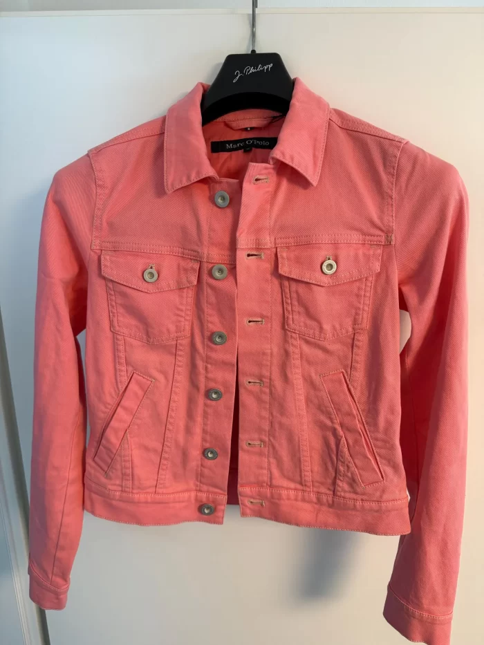 Pink/Rosa Jeansjacke mit buntem Alpaka – Bild 4