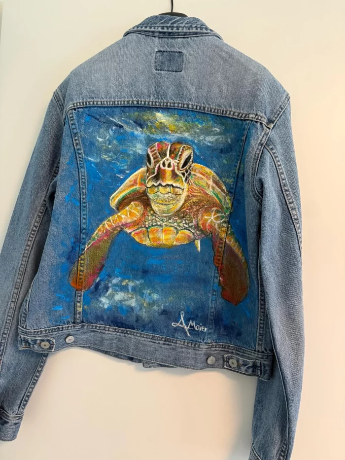 Denim Jeansjacke mit Schildkröte