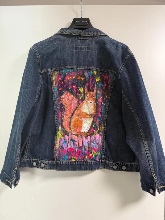 Dark Denim Jeansjacke mit Eichhörnchen