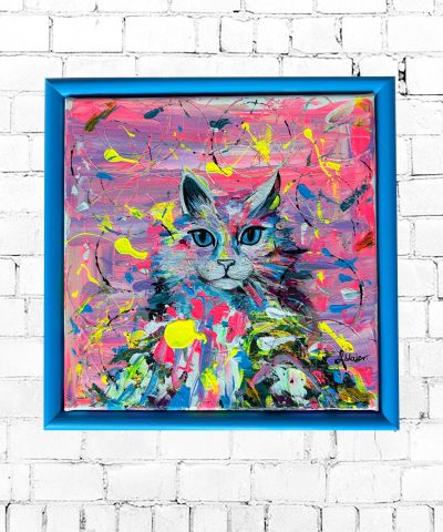 Farbenreiches Katzenportrait