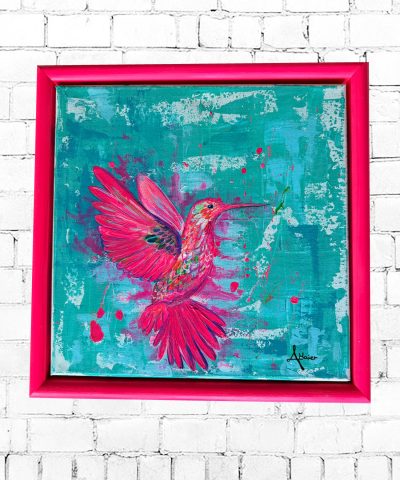 Colibri in türkiser Landschaft