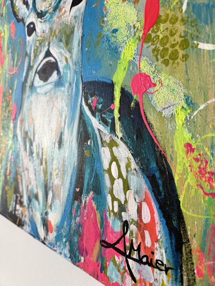 Kunterbuntes Portrait eines Hirsch Duos – Bild 5