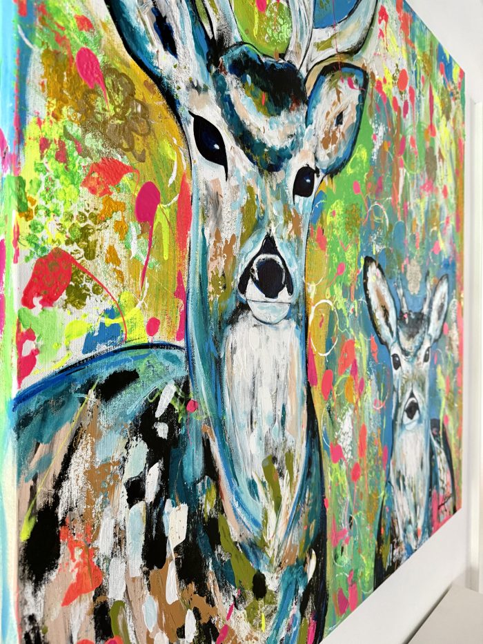 Kunterbuntes Portrait eines Hirsch Duos – Bild 6