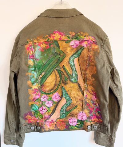 Khaki Levis Jeansjacke mit viel Gold