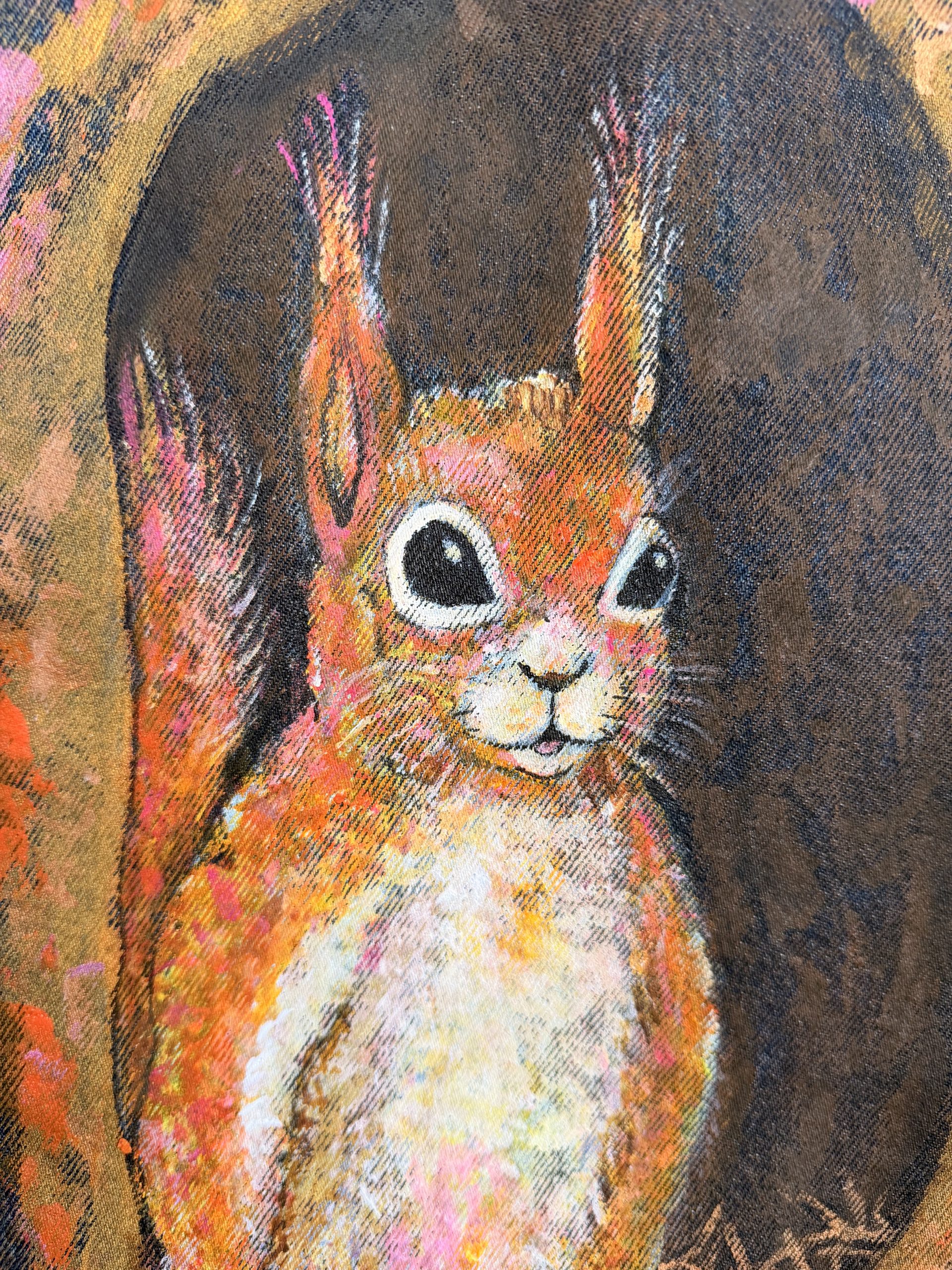 Dunkelblaue Levis Jeansjacke mit frechen Eichhörnchen – Bild 4