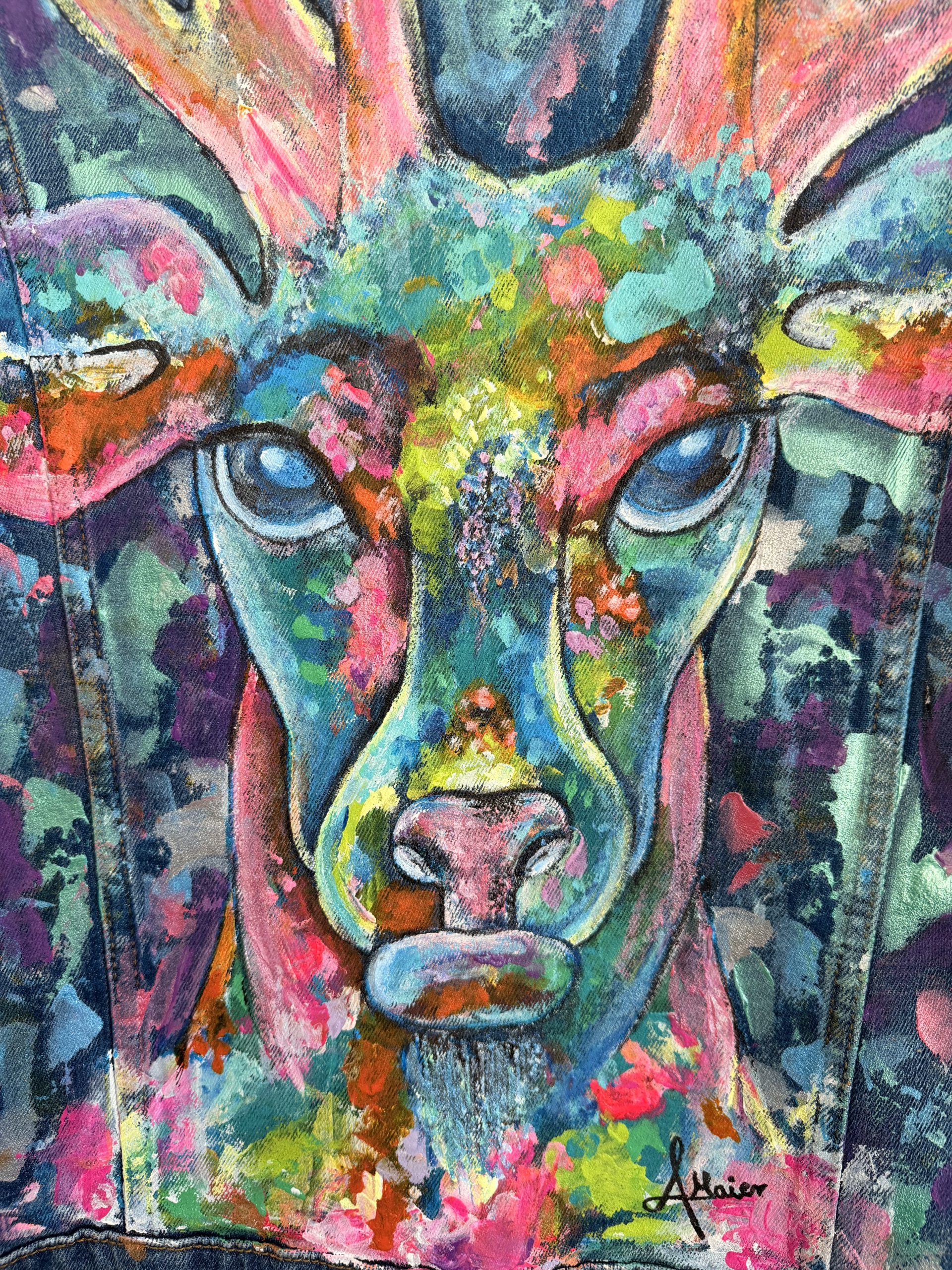 Sportliche LEE Jeansjacke mit knalligem Hirsch – Bild 4