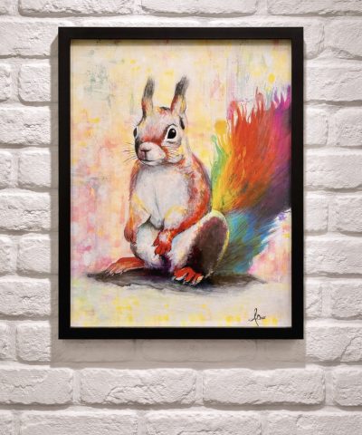 Edelprint im Schwarzen Rahmen - Colorful Squirrel