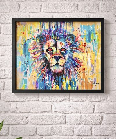 Edelprint im Schwarzen Rahmen - Colorful Lion