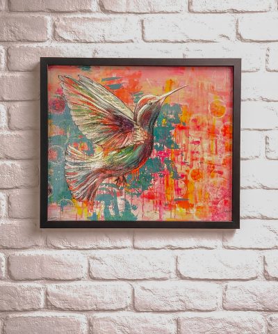 Edelprint im Schwarzen Rahmen - Colorful Colibri